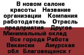 В новом салоне красоты › Название организации ­ Компания-работодатель › Отрасль предприятия ­ Другое › Минимальный оклад ­ 1 - Все города Работа » Вакансии   . Амурская обл.,Благовещенск г.